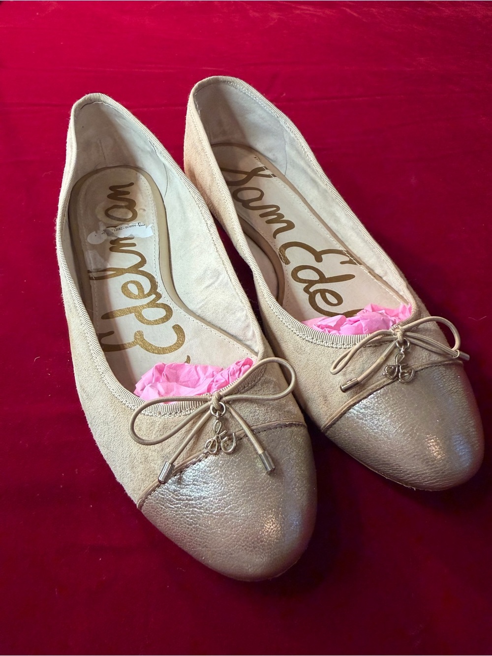 Sam Edelman Metallic Champagne & Beige Ballet Flats